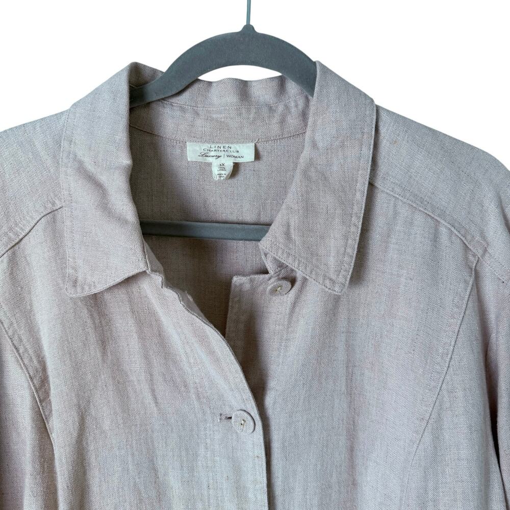 Charter Club Luxury 100% Linen Jacket Button Front‎ in Beige, Size 3X - Picture 2 of 11